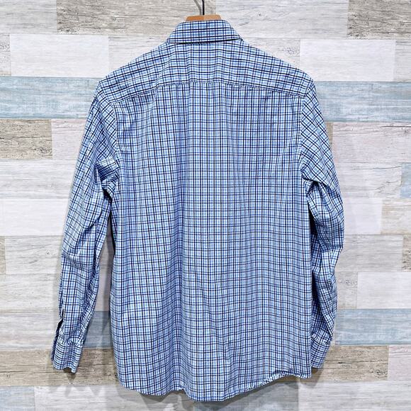 Vineyard Vines Classic Fit Cooper Shirt Blue Plaid Spread Collar Mens Medium - Picture 3 of 5